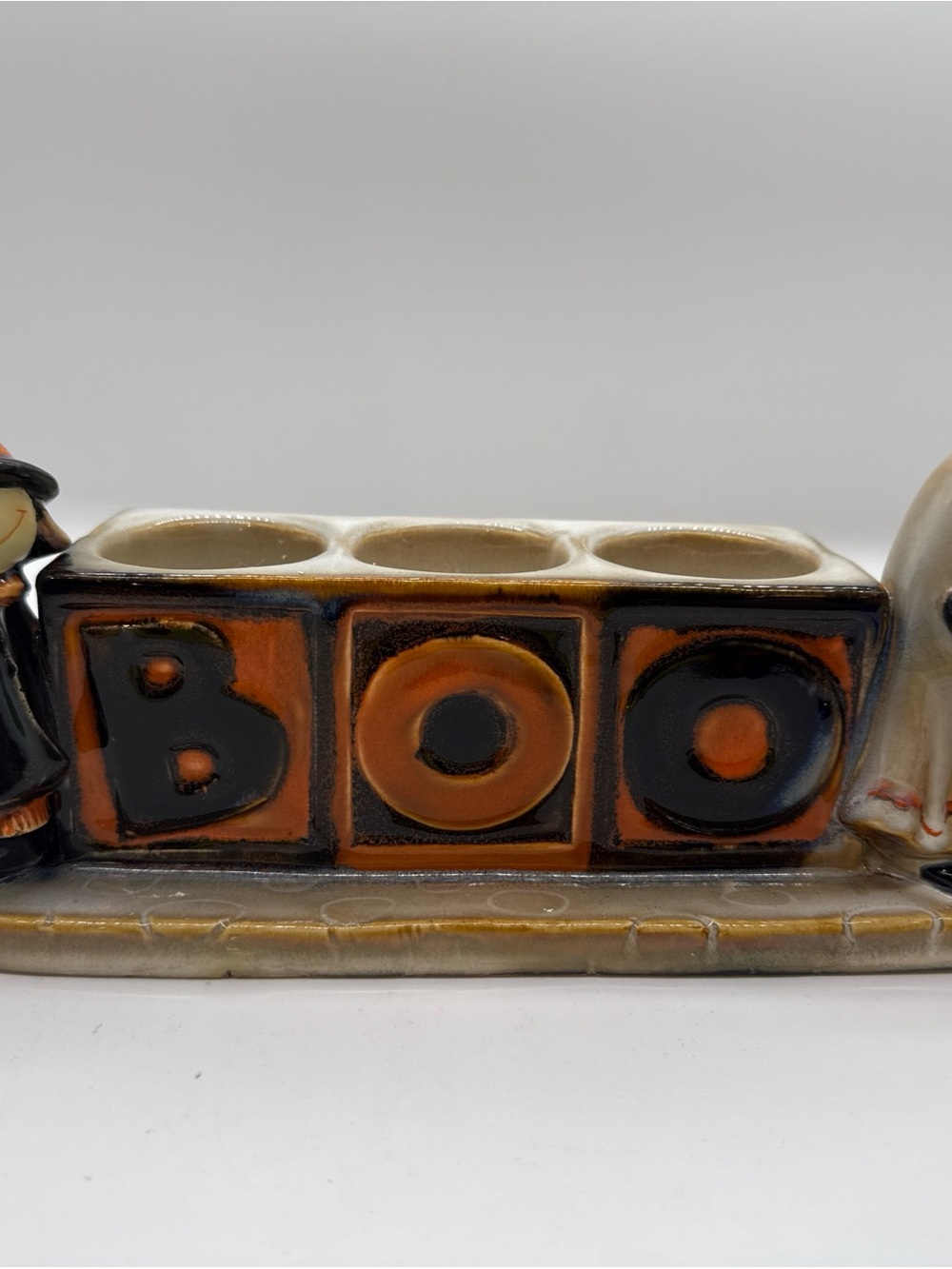 Yankee Candle 3-Tealight “BOO” Halloween Candle Holder Ghost & Witch Vintage.